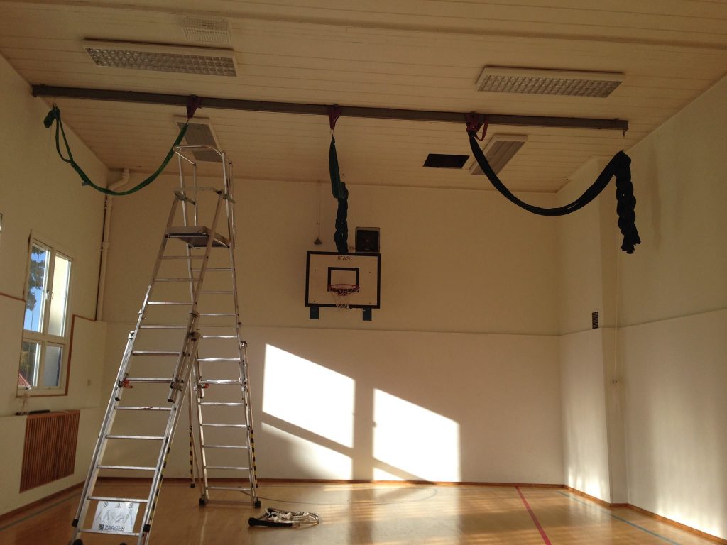 Empty gym with ladder